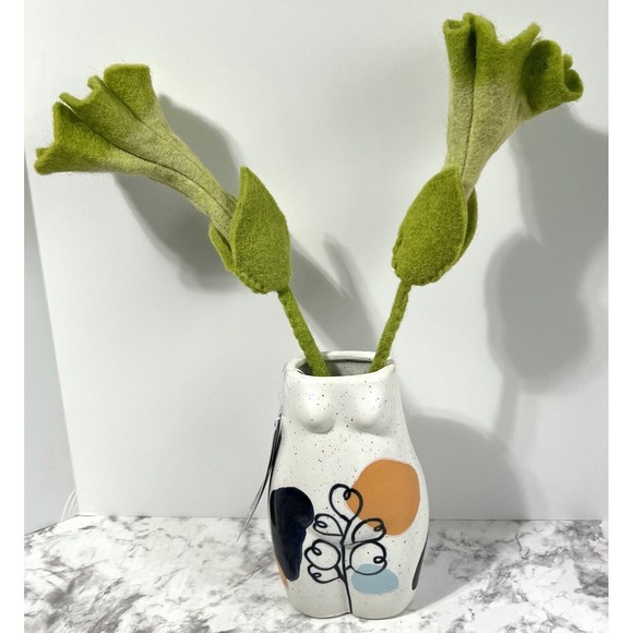 Female Form Body Ceramic Bud Vase Handmade White Floral Abstract Butt Booty Bust - Picture 4 of 17